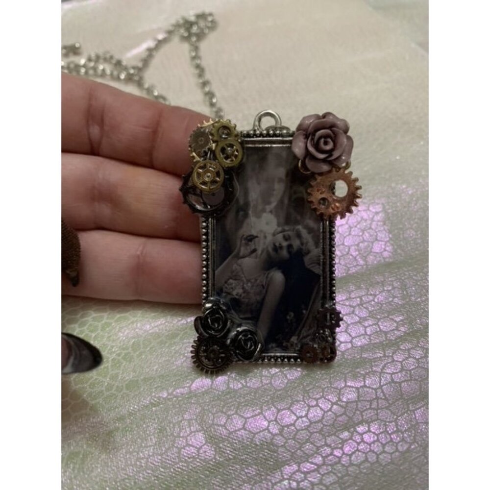 Steampunk Vintage Antique Style photo necklace